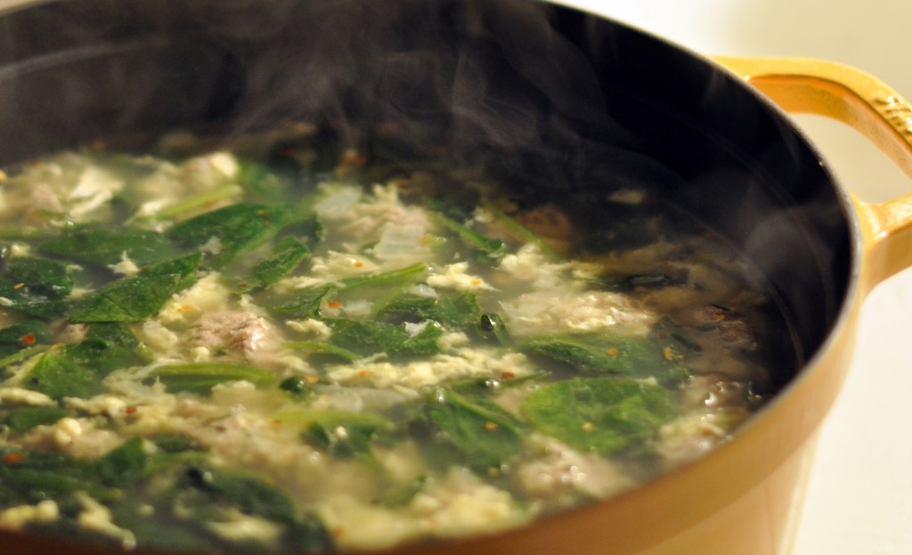 Steaming Italian Wedding Soup