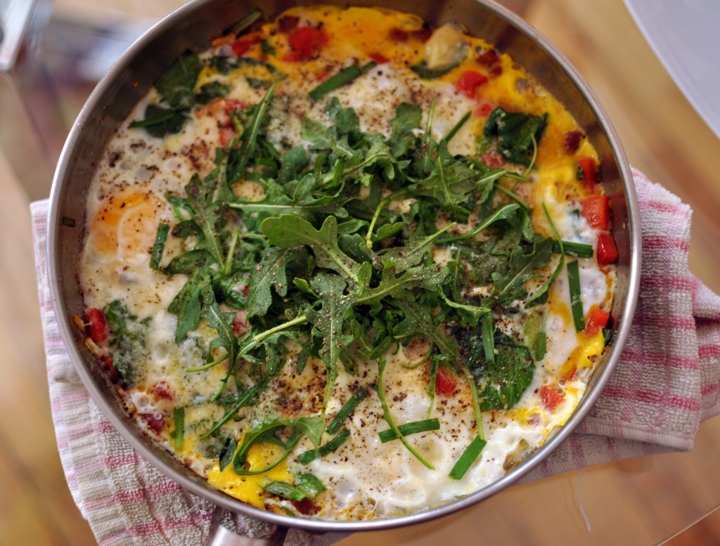 Ramps skillet with arugala